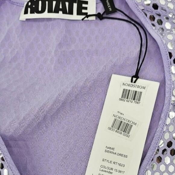 NWT ROTATE Sierina Metallic Ruched Puff Sleeve Midi Dress - Size 8 - Picture 6 of 8